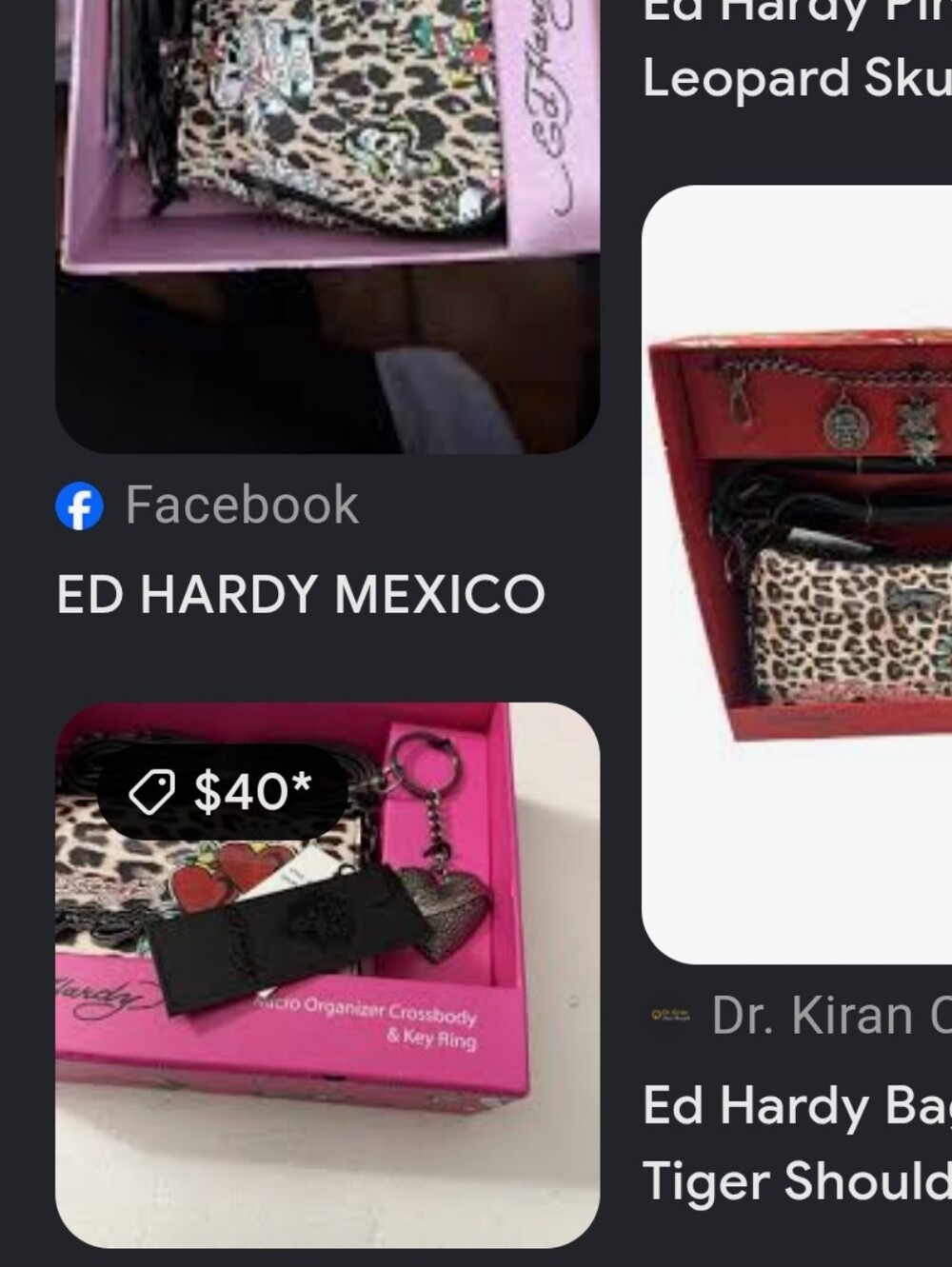 Ed Hardy Convertible Wristlet & Key Ring - Leopard Tattoo Print, Accents - Picture 11 of 11